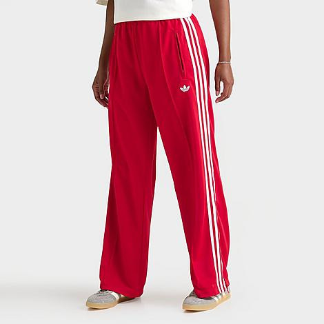 adidas Women's Originals adicolor 3-Stripes Firebird Loose Track Pants in Better Scarlet/White Size: Medium | Finish Line (US)
