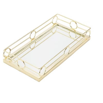 Classic Touch Gold Design Oblong Mirror Tray - 14"L | Target