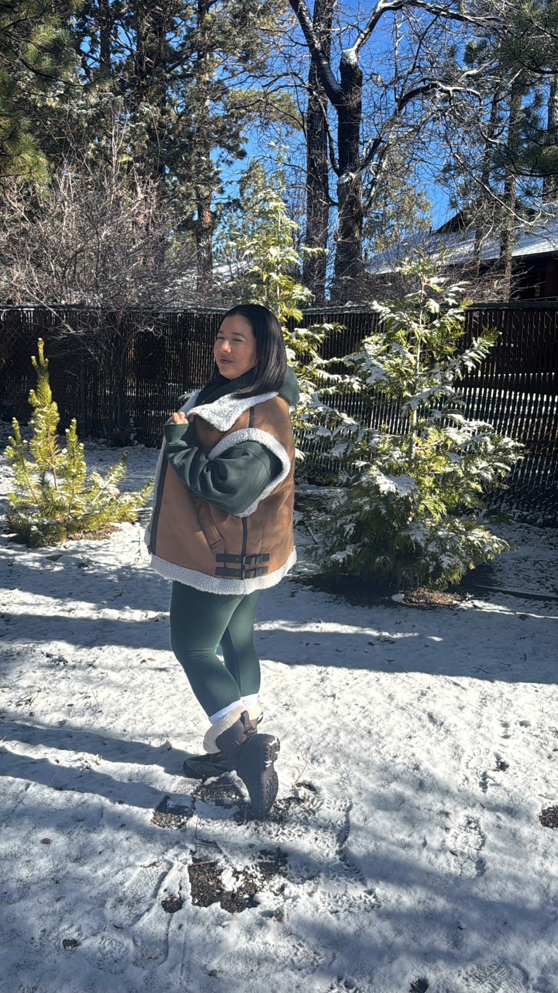 What I wore while I was in big bear. The weather was nice and chilly. 

Sherpa vest- XL/ I wanted an oversized fit 
Zip up hoodie - large / runs big / men’s sweater 
Leggings - large / they fit good- I normally get a medium from my Amazon ones but I didn’t know how these would fit. Super comfortable 
Snow boots- 8.5/ tts 

Winter outfit 
Casual outfit 
Snow outfit 
Winter coat 
Sherpa vest 
Midsize fashion 
Midsize outfit 
Mom outfit idea 

#LTKootd #LTKMidsize #LTKPetite

#LTKootd #LTKMidsize #LTKPetite