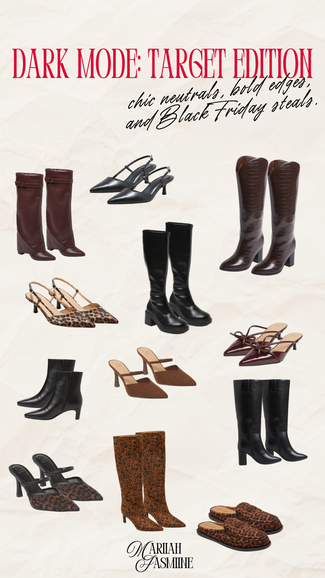 Chic neutrals. Bold edges. Black Friday steals 🖤
Target just dropped the best shoe deals — from heeled boots and loafers to sleek slingbacks and leopard moments that are too good to pass up. 

 #LTKHoliday #LTKSeasonal #LTKStyleTip