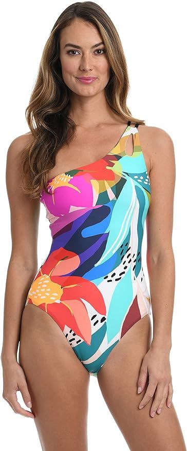 Shoulder Cut Out One Piece Swimsuit | Amazon (US)