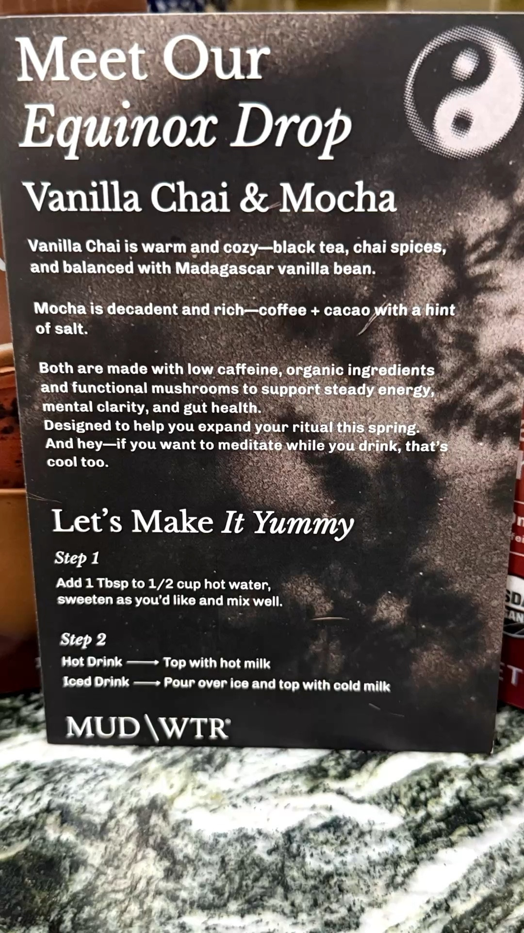 Meet MUD\WTR’s new Equinox Drop, Vanilla Chai & Mocha! It’s limited and only available through April 30th! 

I’ve started drinking MUD\WTR in the mornings and I love their new Vanilla Chai! It’s made with organic ingredients like functional mushrooms, adaptogens, cocoa, and warming spices without the jitters of traditional coffee!

#ad @drinkmudwtr #mudwtr

#LTKmorningroutine #LTKfoodie #LTKdayinmylife