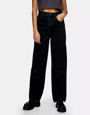 Topshop ripped baggy jeans in washed black | ASOS (Global)