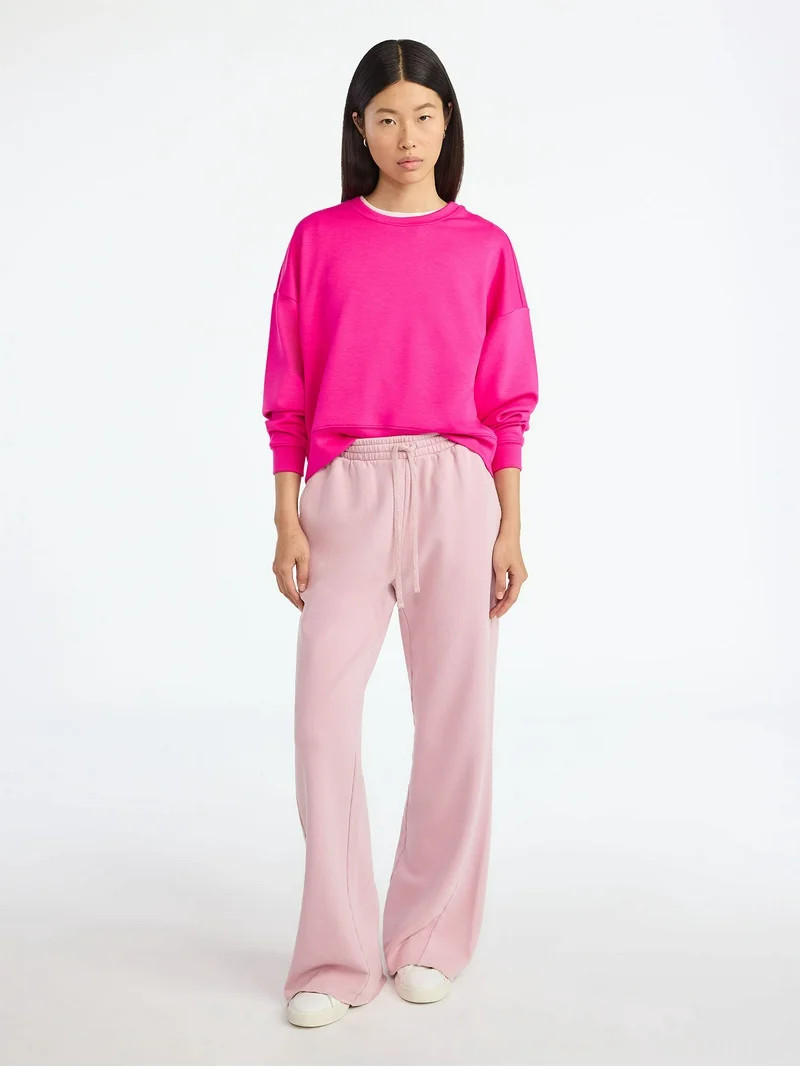 Scoop Women's and Women's Plus New Scubaknit Cropped Sweatshirt with Drop Sleeves, Sizes XS-4X | Walmart (US)