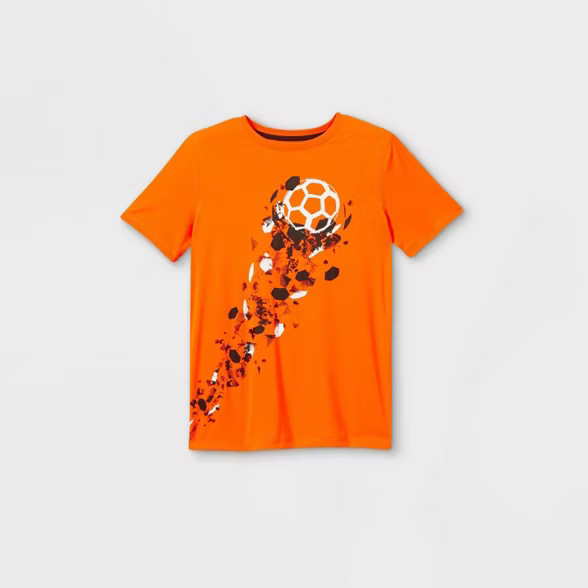 Boys' Short Sleeve Soccer Graphic T-Shirt - All in Motion™ Orange | Target