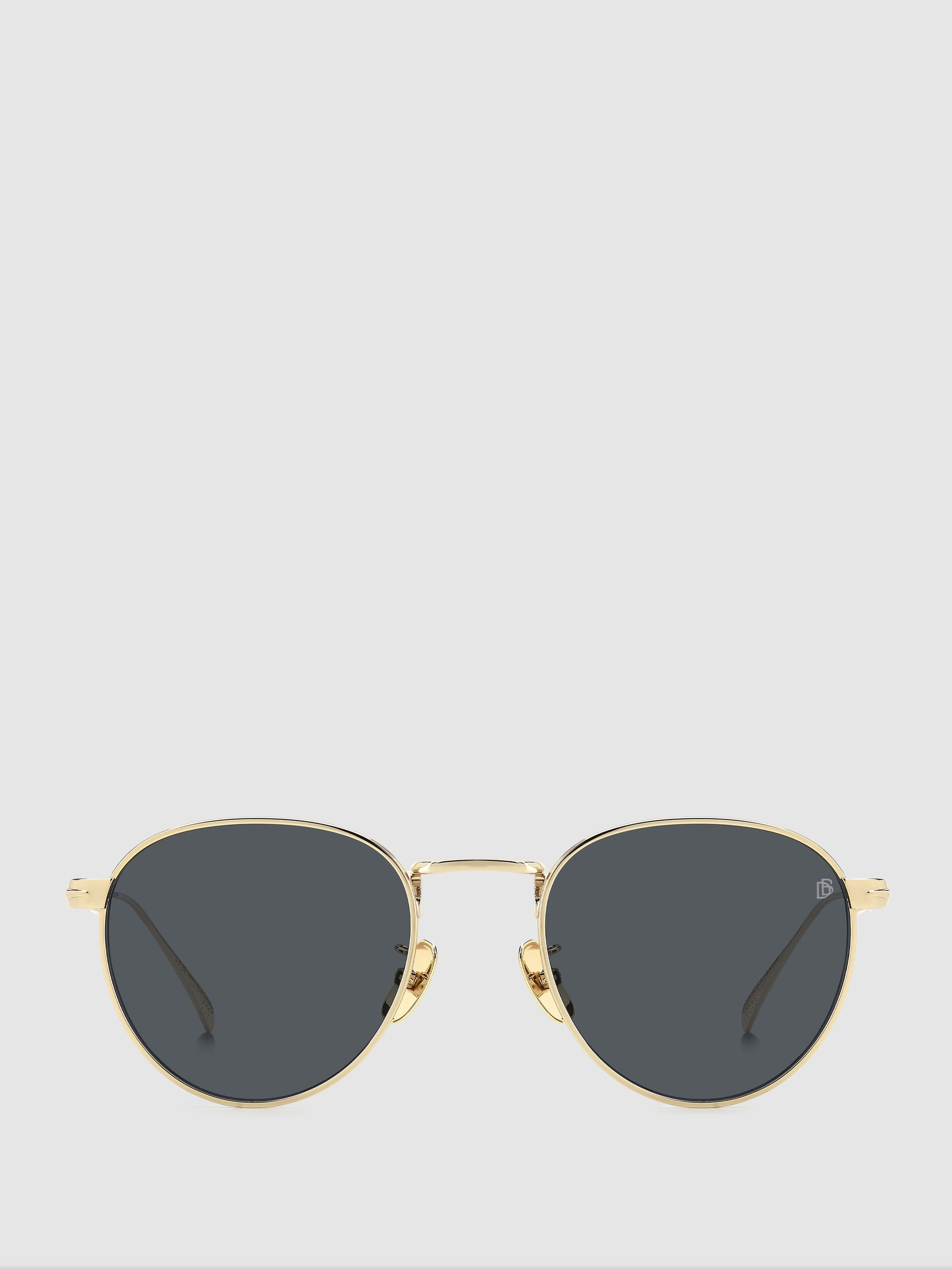 Eyewear by David Beckham Round Trim Sunglasses in Gold/Black | Reiss UK