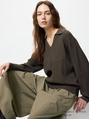 WOMEN'S WASHABLE KNIT RIBBED POLO SWEATER | UNIQLO AU | Uniqlo Australia