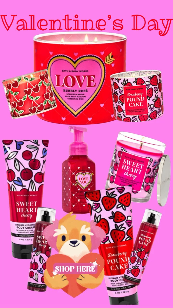 Valentine’s Day Goodies
•
#bathandbodyworks #valentinesday #valentinecandle #valentinessoap #candles #lotions #bodyspray

#LTKsalealert #LTKSeasonal #LTKGiftGuide
