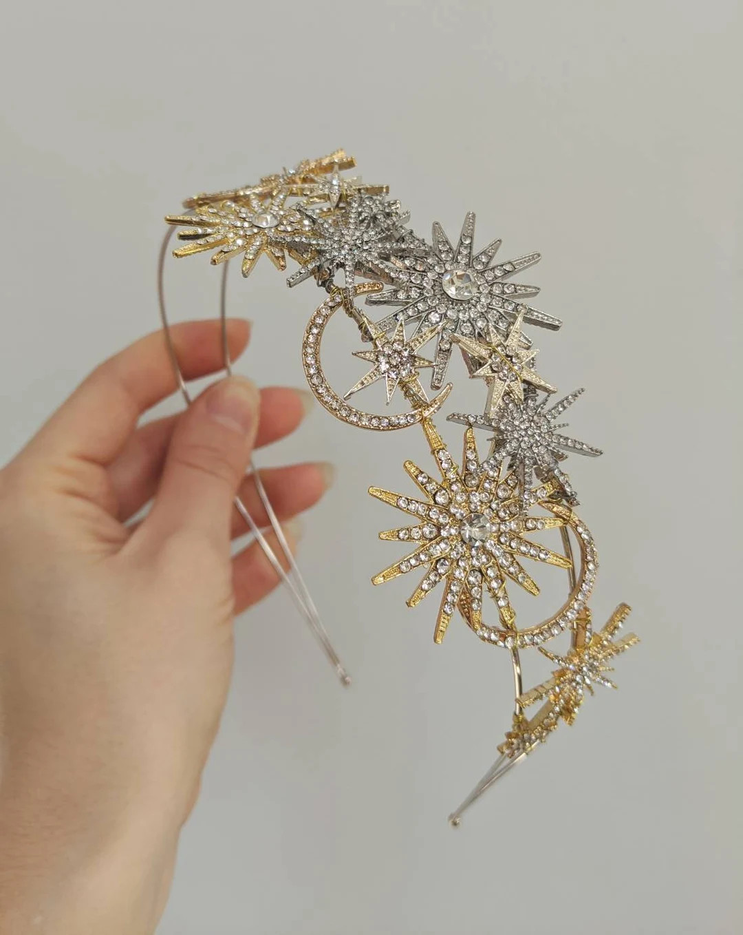 Gold and Silver Bridal Headband, Celestial Bridal Headband, Celestial Bridal Crown, Gold and Silv... | Etsy (US)