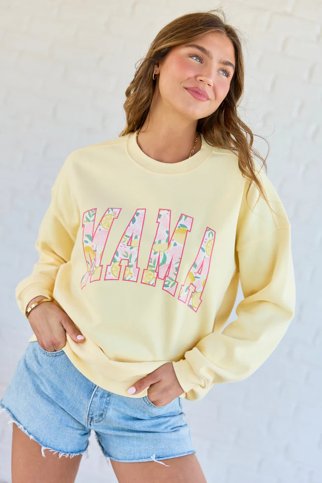 Mama Block Lemons Yellow Graphic Sweatshirt | Pink Lily