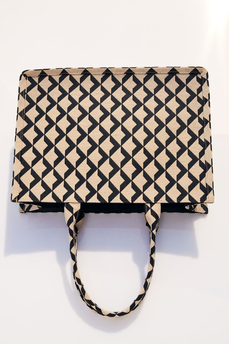 Jacquard-weave Shopper - Beige/patterned - Ladies | H&M US | H&M (US + CA)