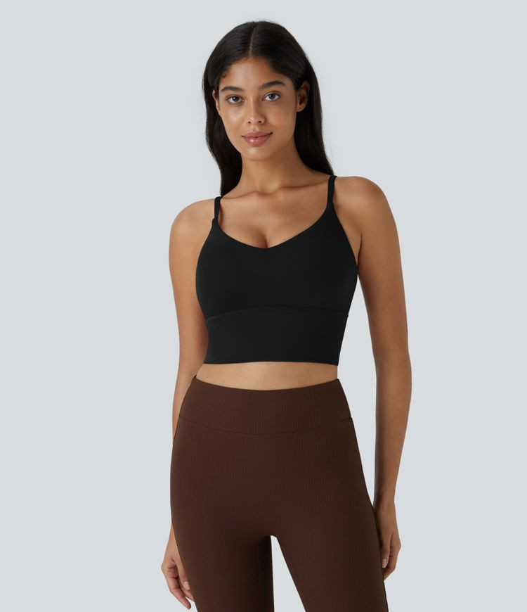 Women’s Softlyzero™ Low Support V Neck Backless Yoga Sports Bra-UPF50+ - Halara | HALARA