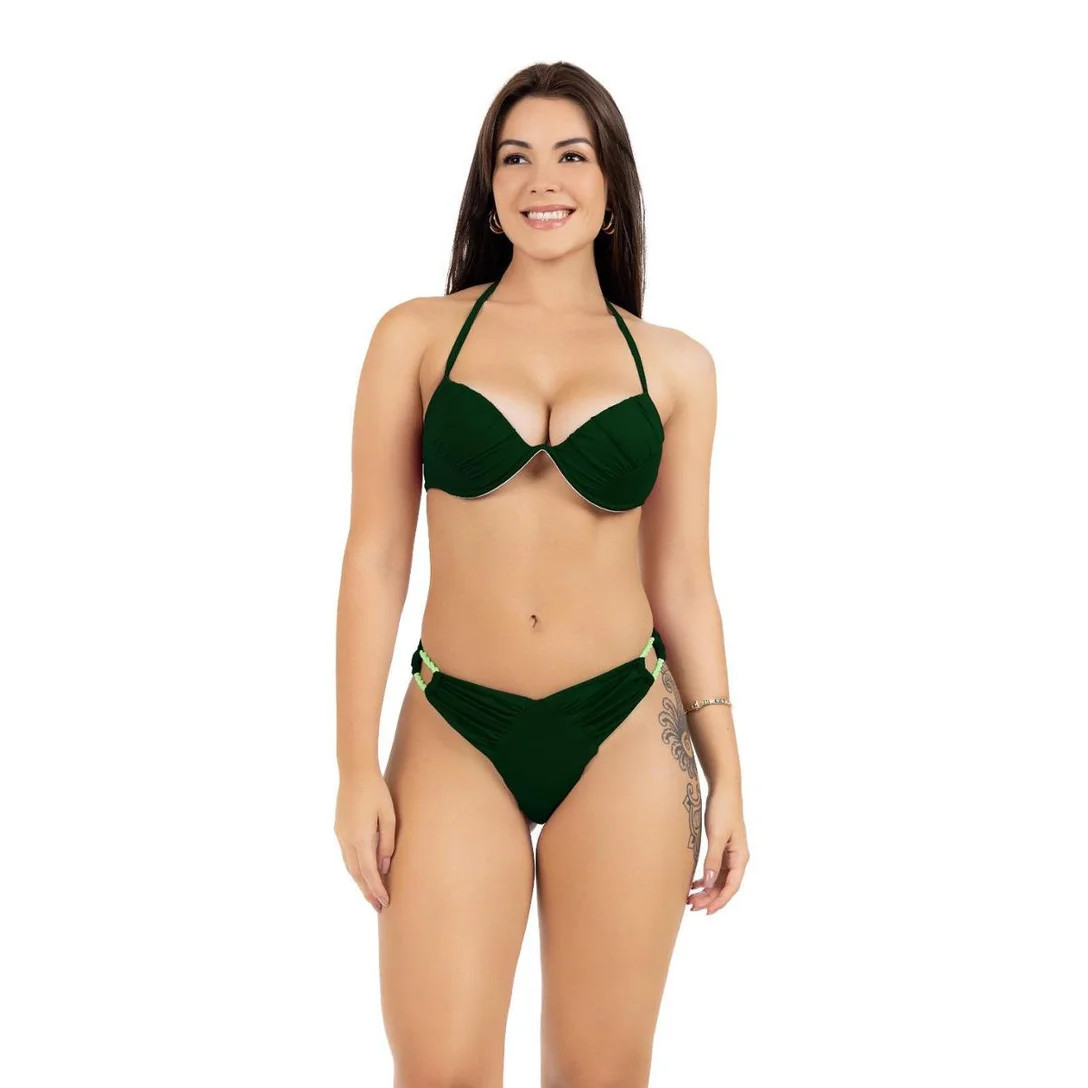 Biquini Feminino Aro Inteiro com bojo Franzido Moda Praia - Preto | Netshoes (BR)