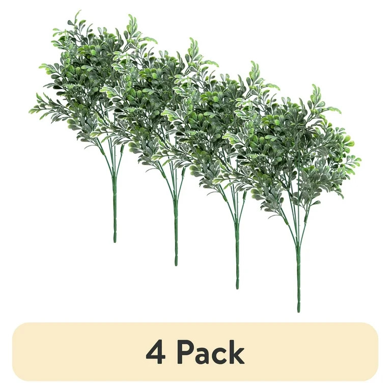 (4 pack) Mainstays 14.2" Green Artificial Boxwood Leaf Pick | Walmart (US)