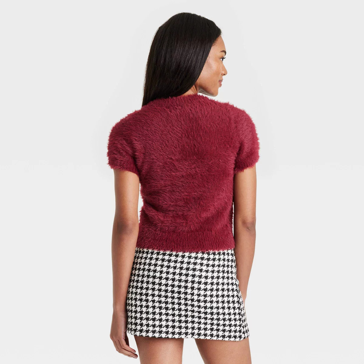 Women's Fuzzy Short Sleeve Crewneck Pullover Sweater - A New Day™ | Target