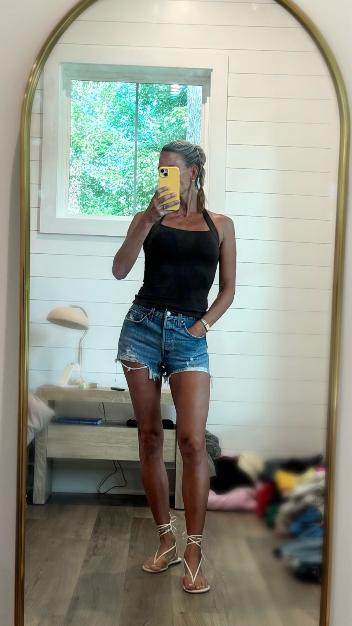 I changed my mind on my post beach happy hour outfit 🤣
Loving this halter and these sandals…and of course in my 501’s

#LTKootd #LTKOver40