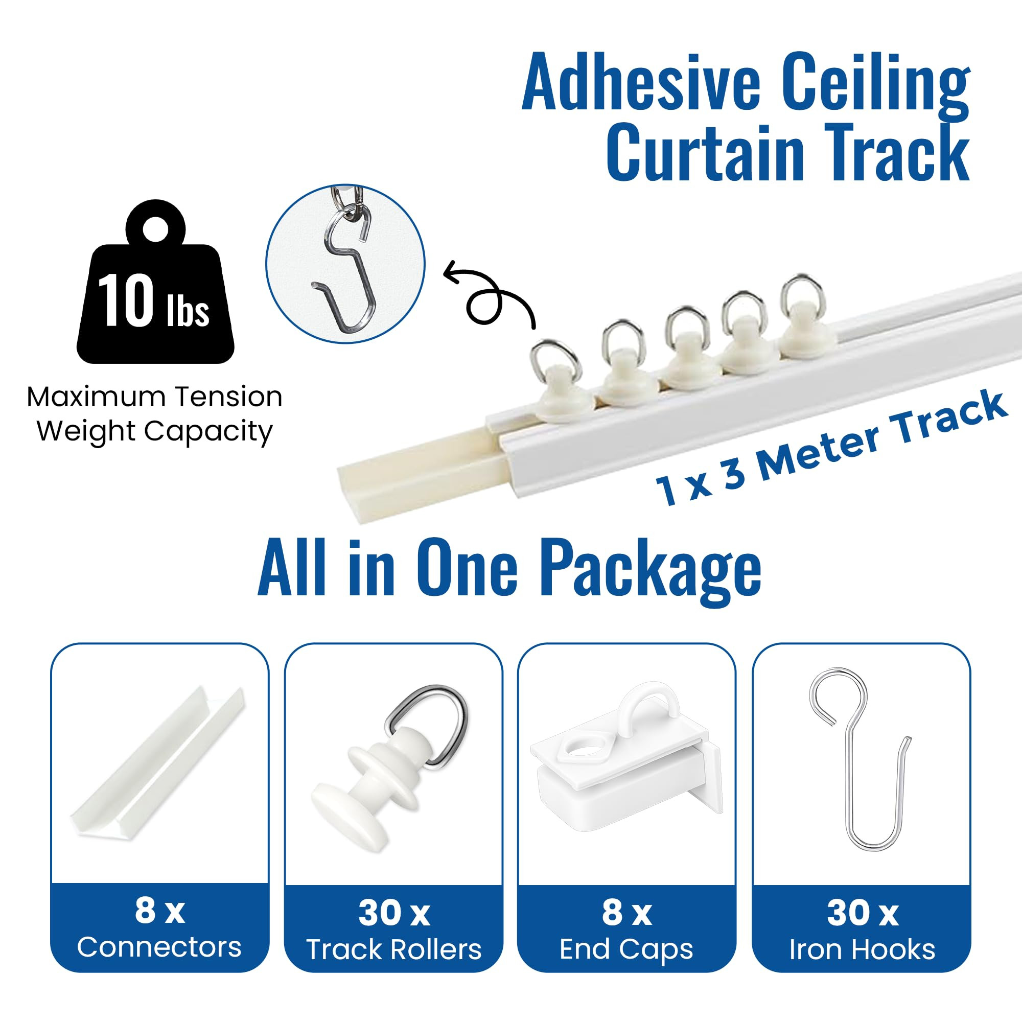 UrbanRed Self Adhesive Curtain Track (3 Meter, 9.8FT) for Smooth Ceiling Or Wall - No Drill, Scre... | Amazon (CA)