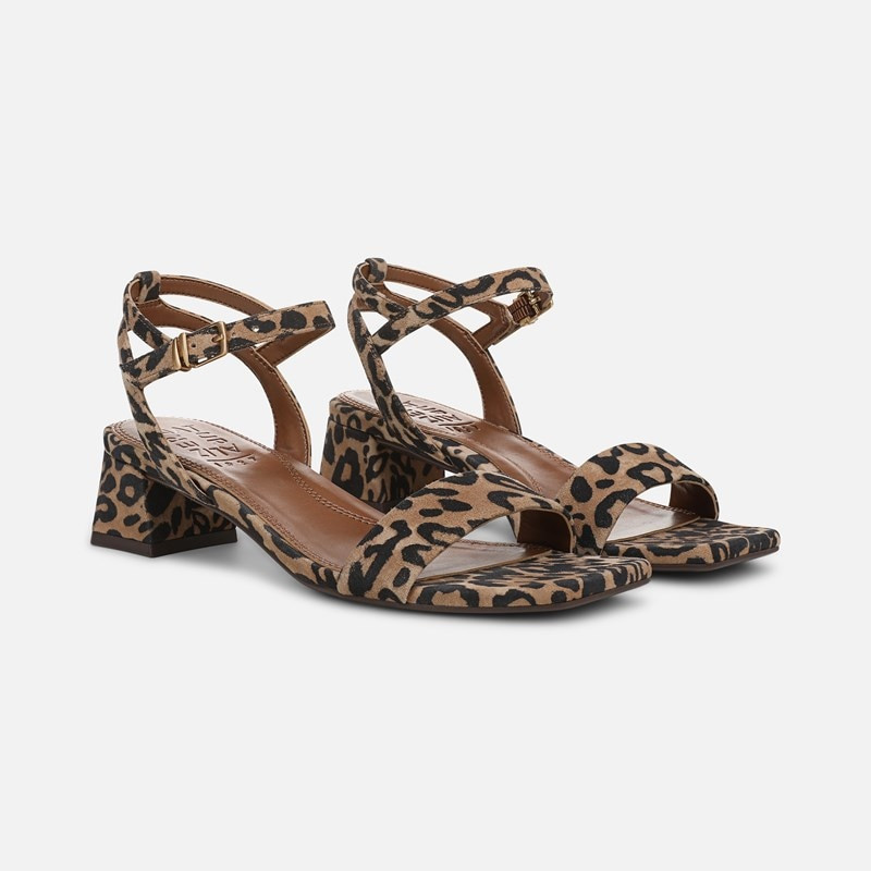 Naturalizer Hana Strappy Dress Shoe Shoes, Leopard Print Suede Leather, 9.0W Block Heels | Naturalizer