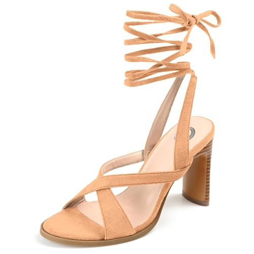 Journee Womens Adalee Ankle Wrap Stacked Heel Sandals | Amazon (US)