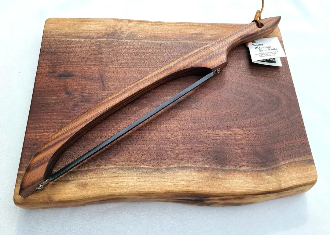 Handmade Black Walnut Bow Knife With Stainless Steel Blade: Sourdough Bread, Cheese & Kitchen Sli... | Etsy (US)