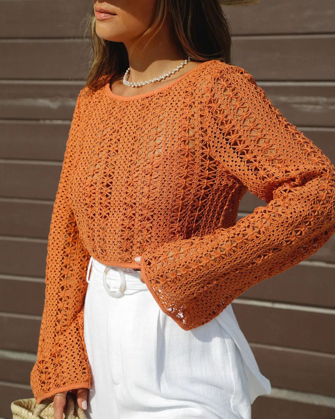 Holiday In The Sun Crochet Long Sleeve Top | VICI Collection