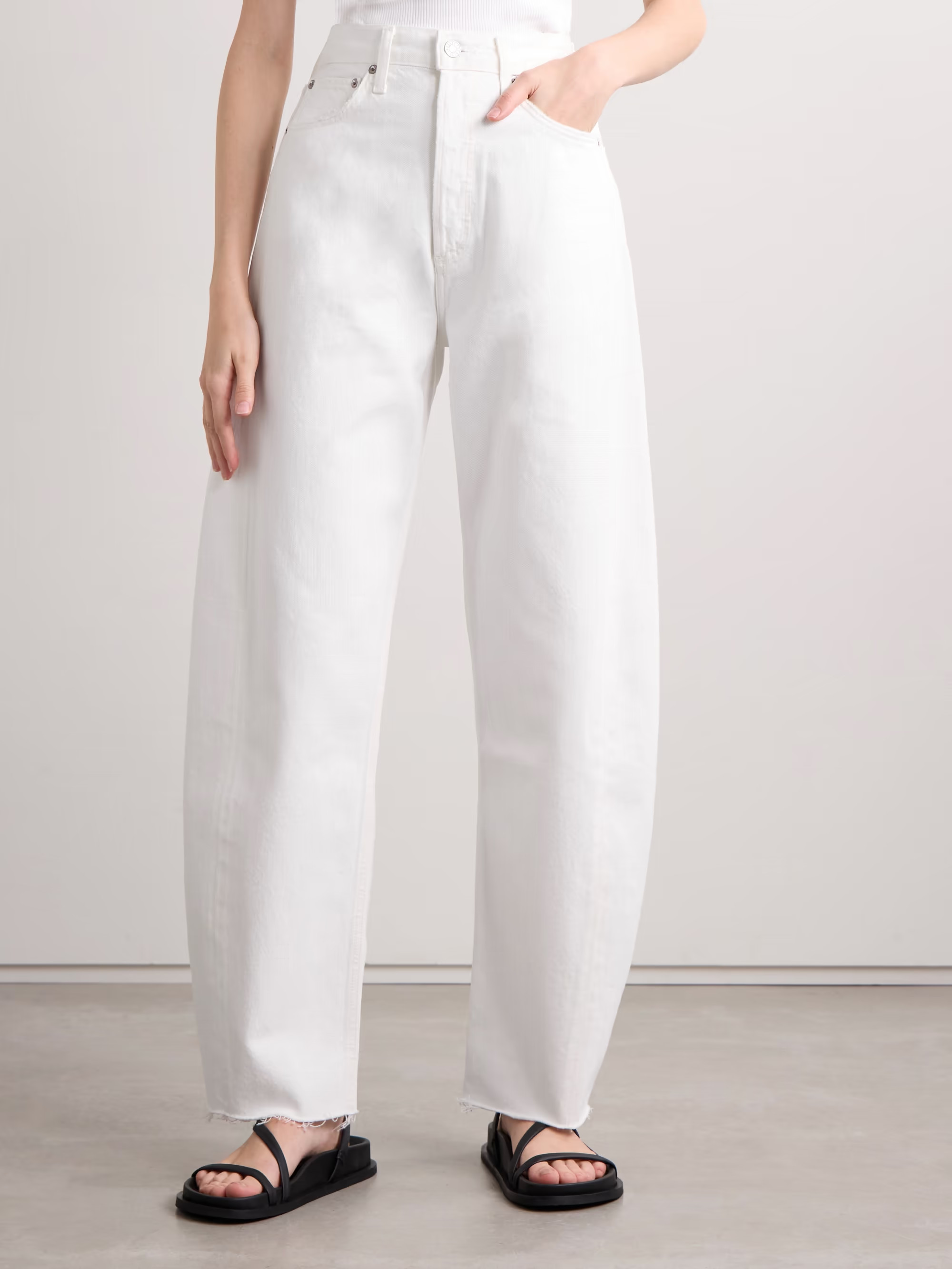 Luna frayed high-rise barrel-leg jeans | NET-A-PORTER (US)