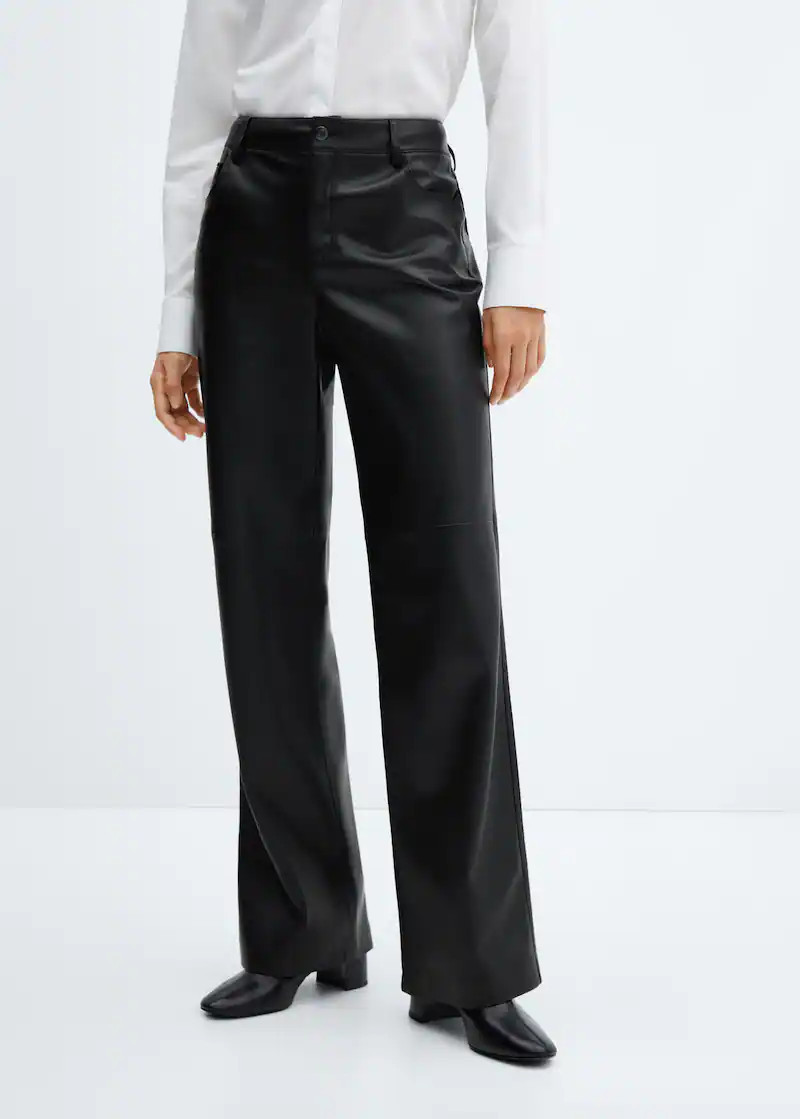 Leather effect high waist pant | MANGO (US)