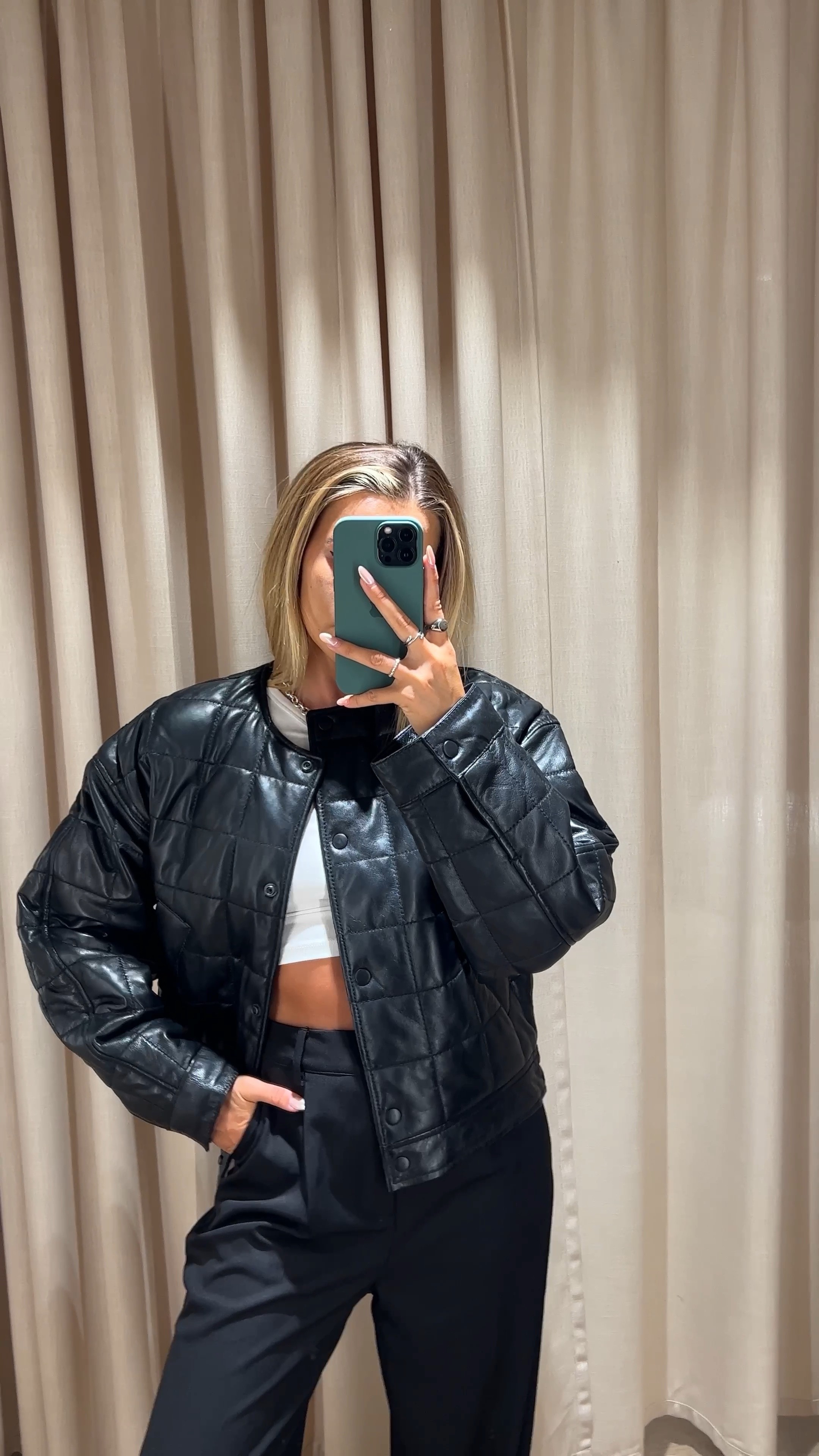 Quilted leather bomber jacket curated on LTK