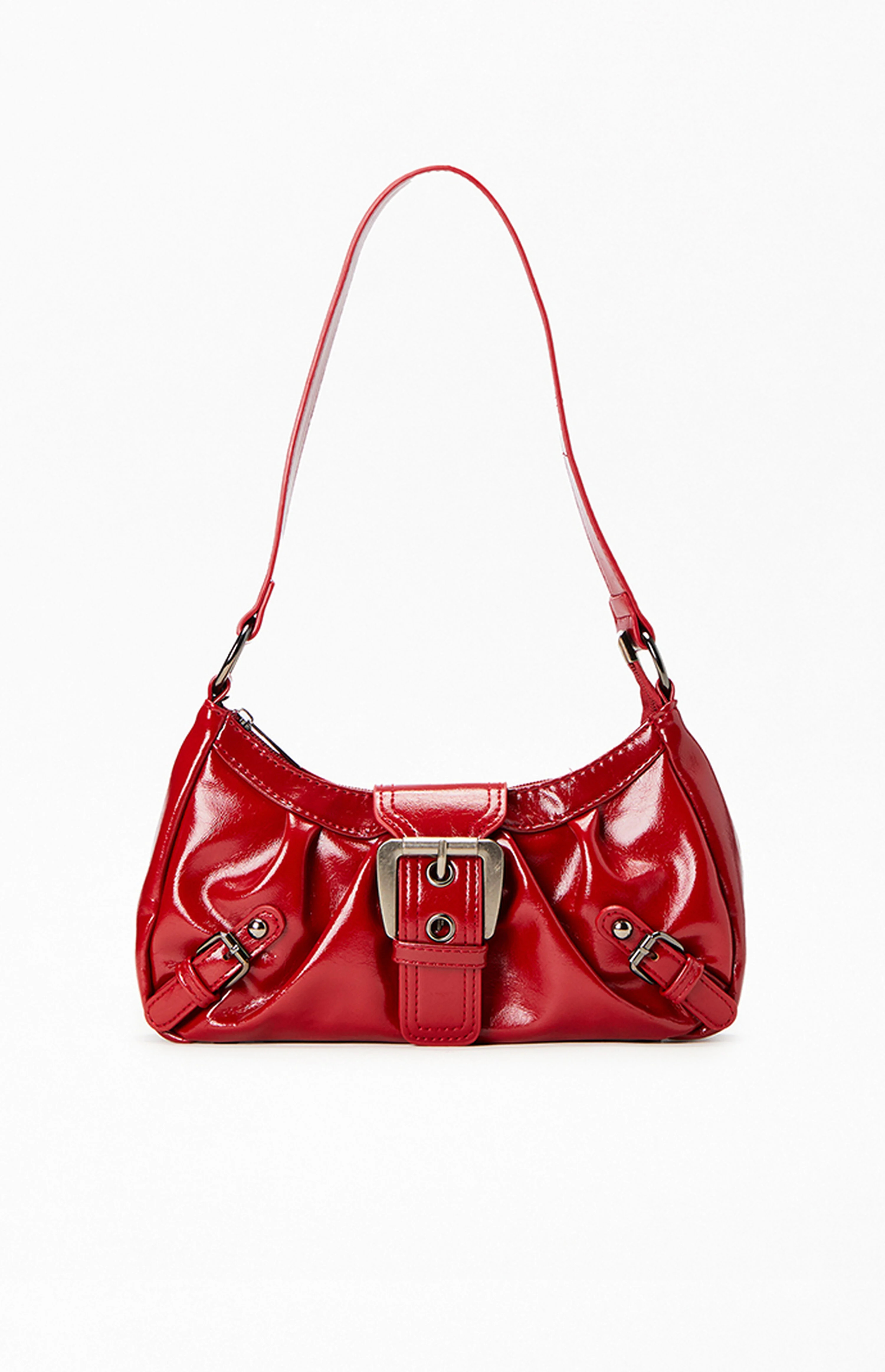 PacSun Red Faux Leather Front Buckle Shoulder Bag | PacSun
