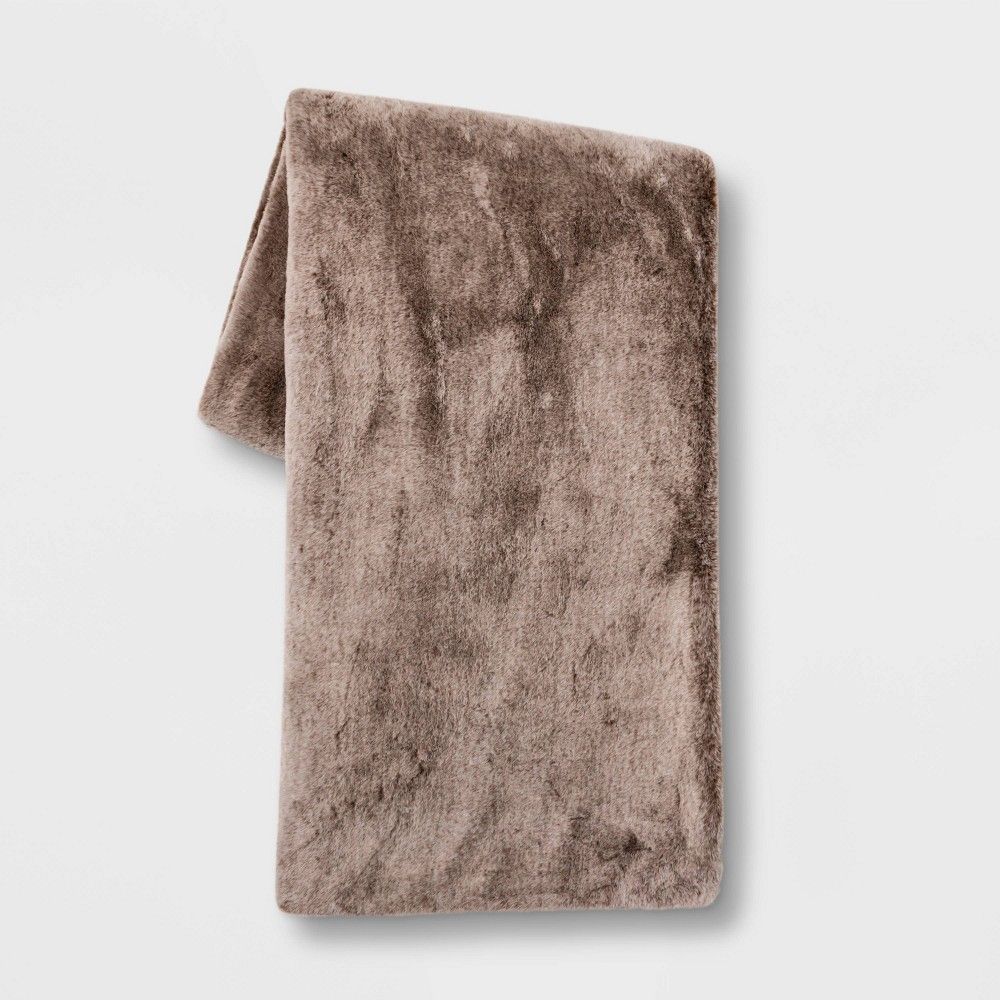 50""x60"" Faux Rabbit Fur Throw Blanket Brown - Threshold | Target