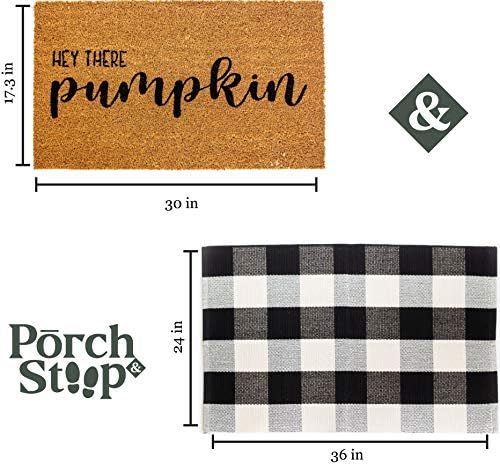 Layered Outdoor Hey Pumpkin Mat Set - Coconut Coir (17-inch x 30-inch) and Woven Doormat (24-inch... | Amazon (US)