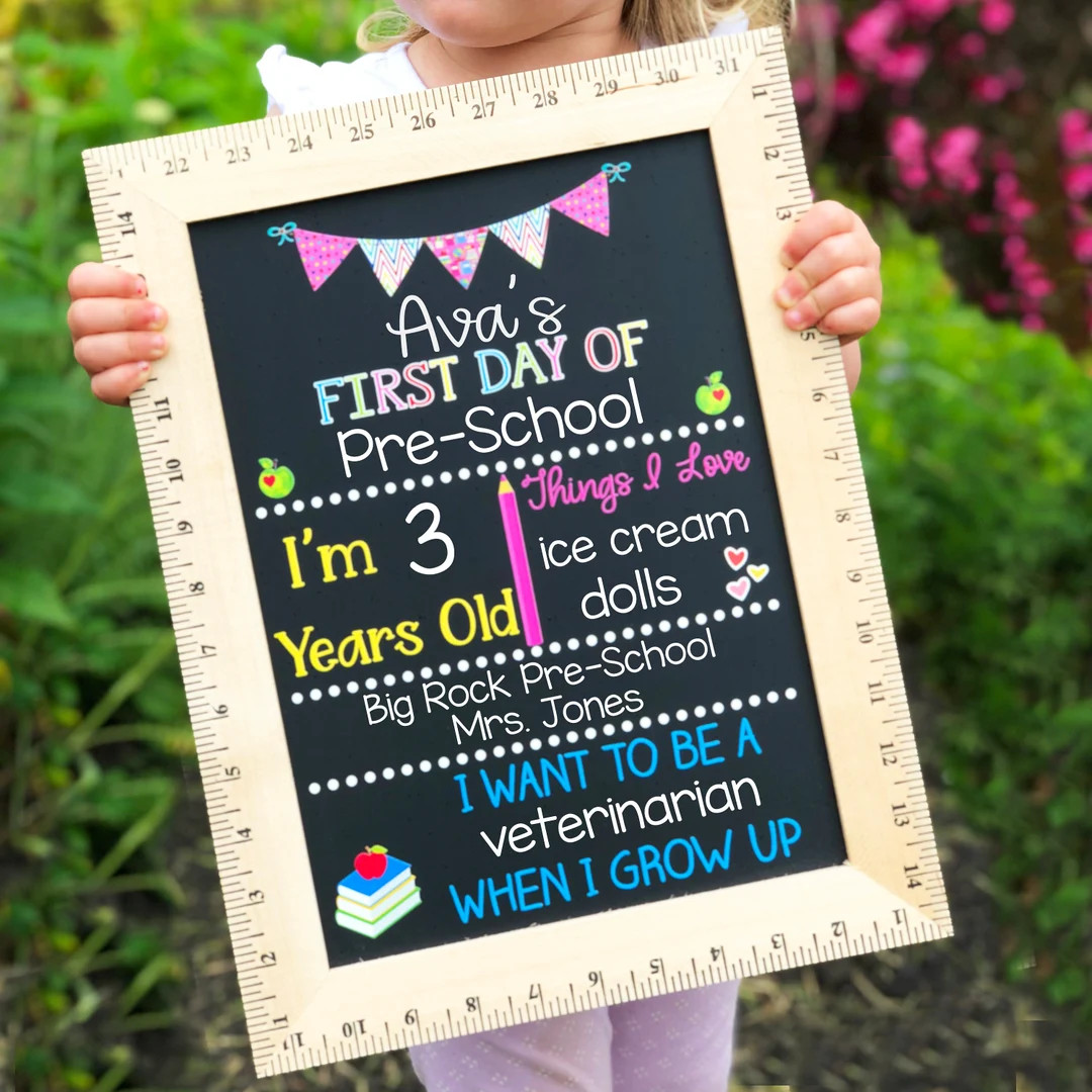 First Day of School Sign, First Day of Kindergarten, 1st Day of Preschool, Back to School Board, ... | Etsy (US)