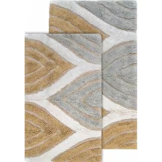 Davenport Antique Gold 21 in. x 34 in. and 24 in. x 40 in. Cotton 2-Piece Bath Rug Set | The Home Depot