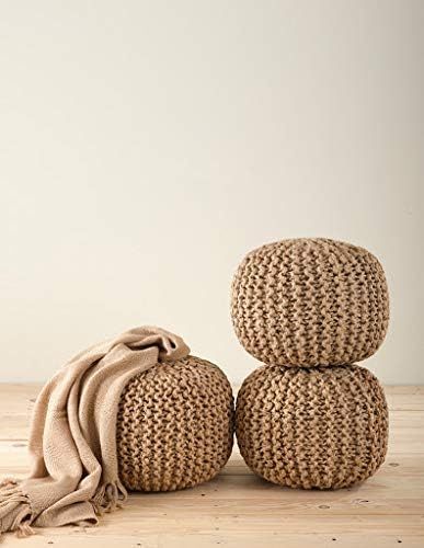 Natural Fiber Jute Handmade 18" x 18" x14" Natural Pouf Ottoman Footrest - Bean Bag, Floor Chair ... | Amazon (US)