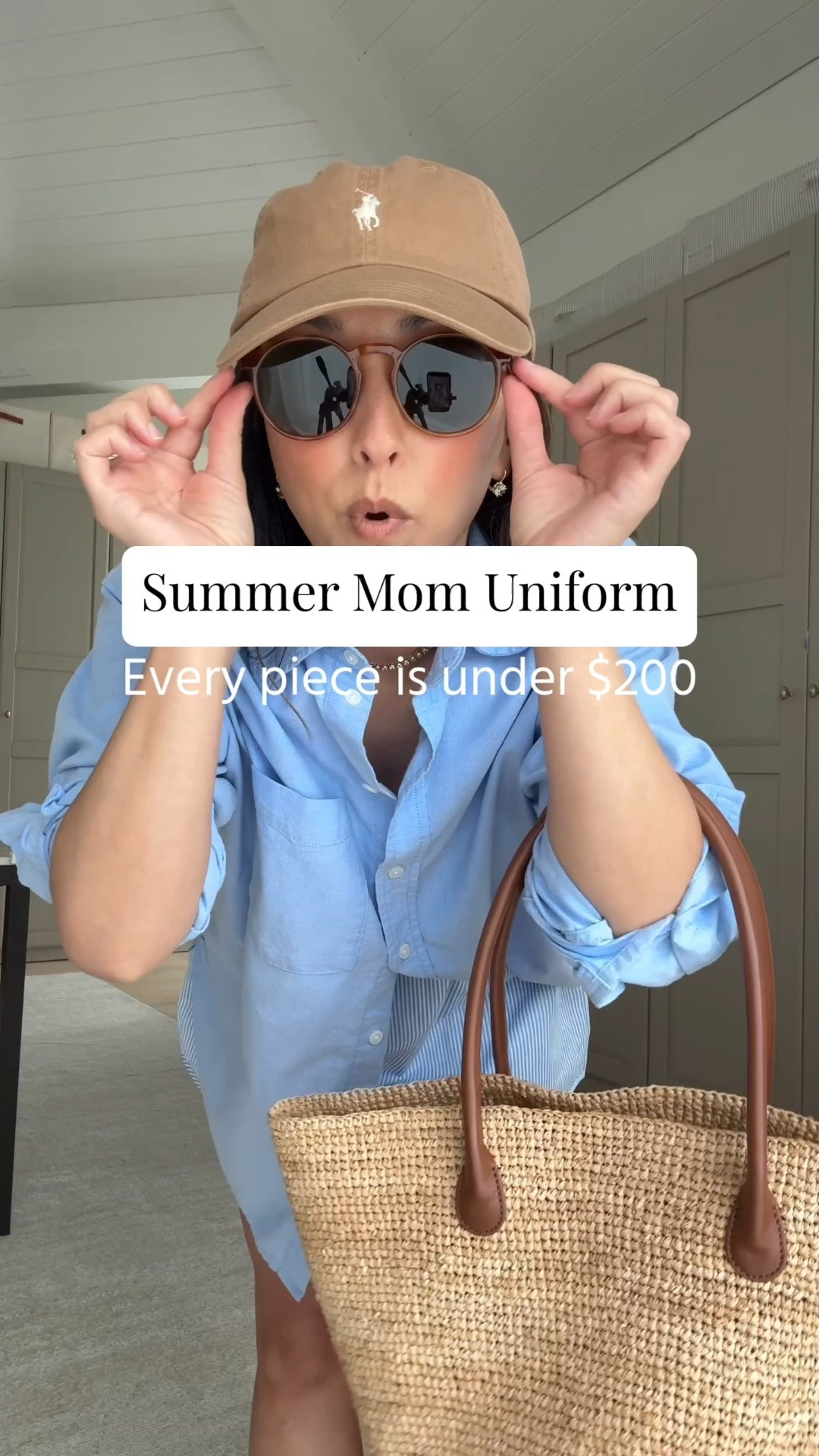 My easy summer mom uniform. And if you need to know how to wear a button down, pair them with cotton shorts - boxer, poplin, gauze, linen. 

Gap big shirt petite xs
Recreational habits shorts medium
Steve Madden jellies 5
Polo Ralph Lauren hat
Le specs sunglasses. 
Electric Picks earrings
Aritzia tote - sold out, linked similar 
Dorsey James necklace 15”

#LTKgrwm #LTKmomlife #LTKPetite