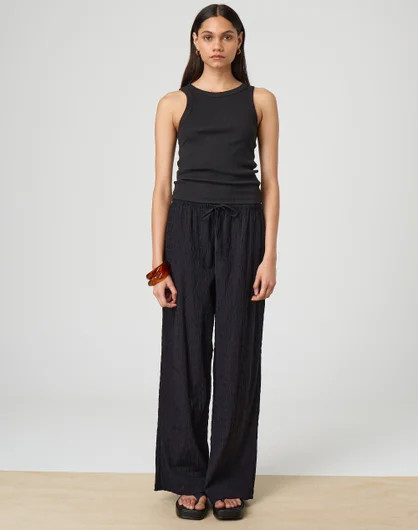 Textured Cotton Wide Leg Pant | Glassons (Australia)