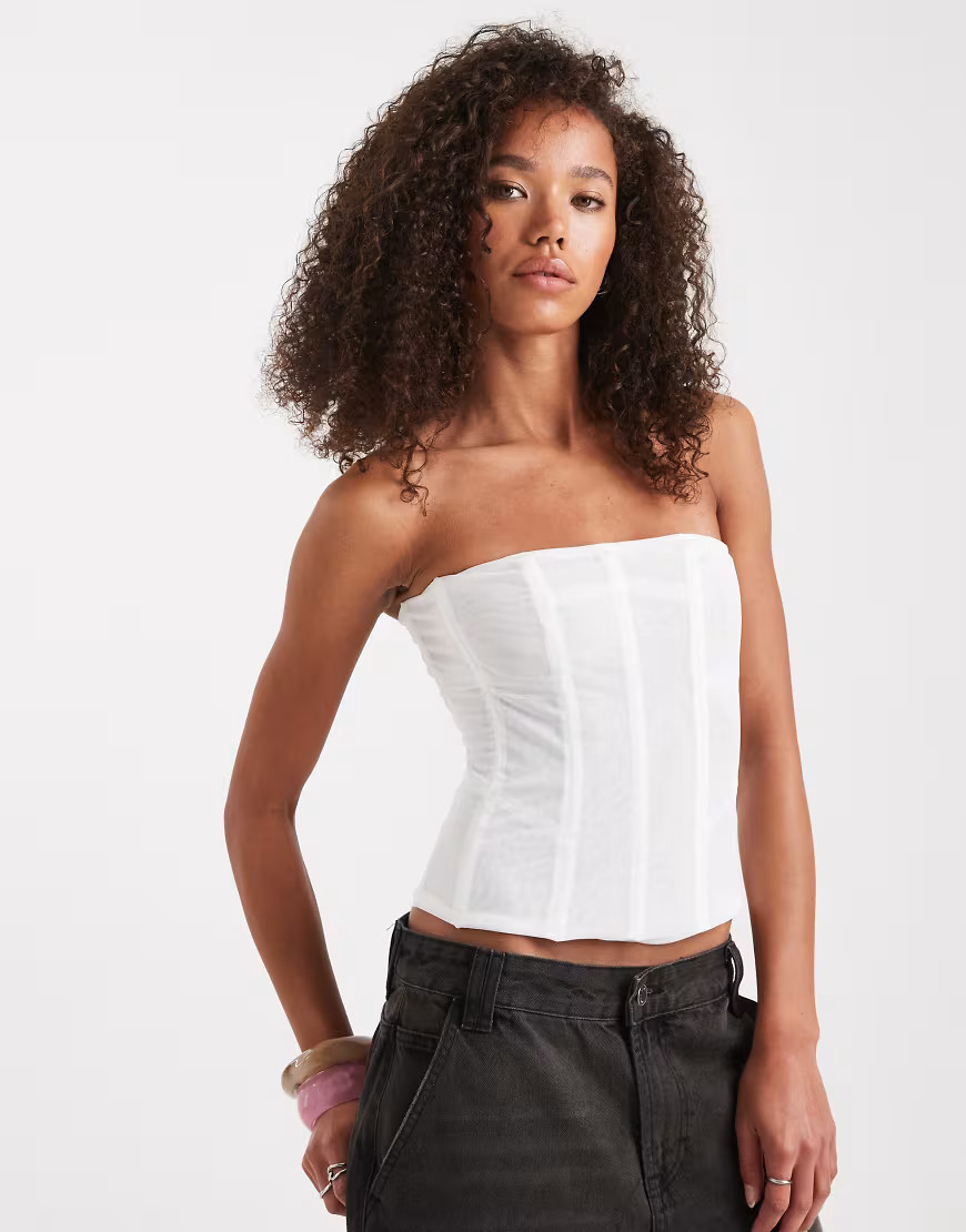 Edikted sheer mesh corset top in white | ASOS (Global)