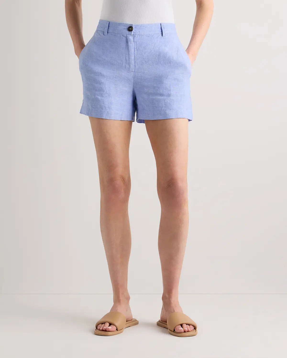 100% European Linen Trouser Shorts in French Blue | Quince
