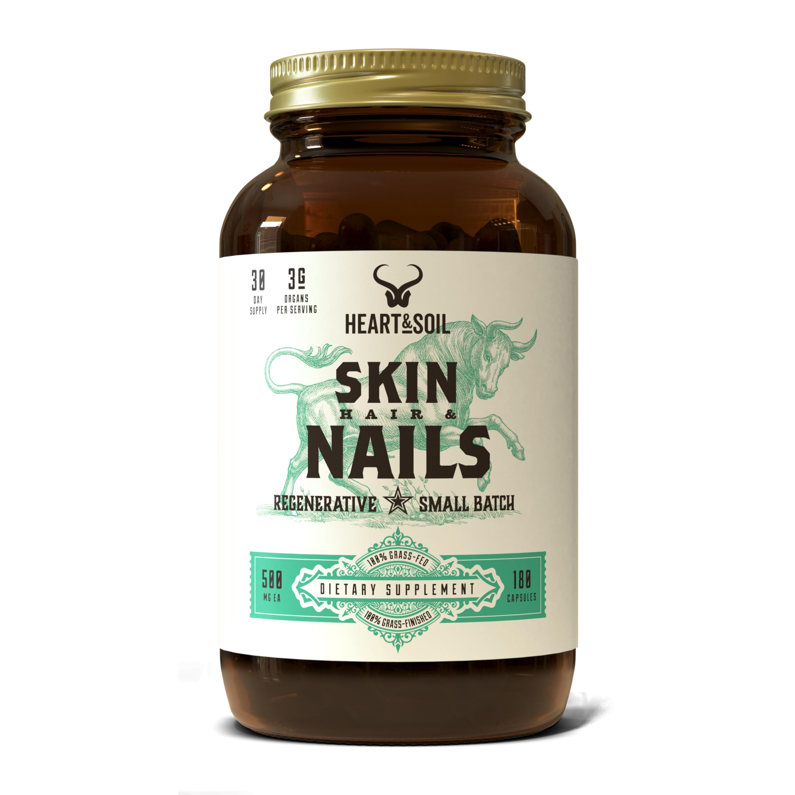 HEART & SOIL – 3000mg Skin, Hair and Nails Support Supplement with Grass Fed Beef Liver, Bone M... | Amazon (US)