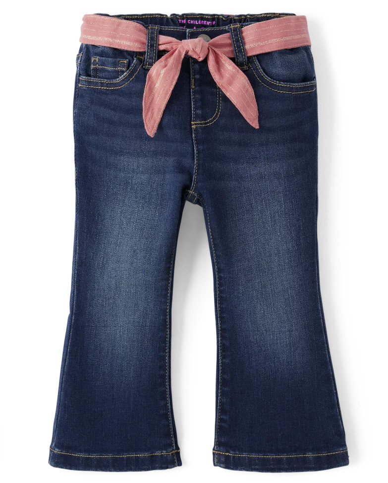 Toddler Girls Belted Flare Jeans | The Children's Place  - HORIZON WASH | The Children's Place