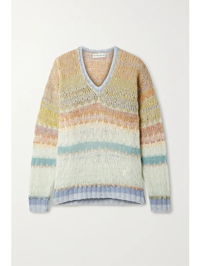 Etro - Striped Open-knit Wool-blend Sweater - Peach | NET-A-PORTER (US)