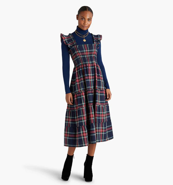 The Ellie Nap Dress - Navy Tartan | Hill House Home