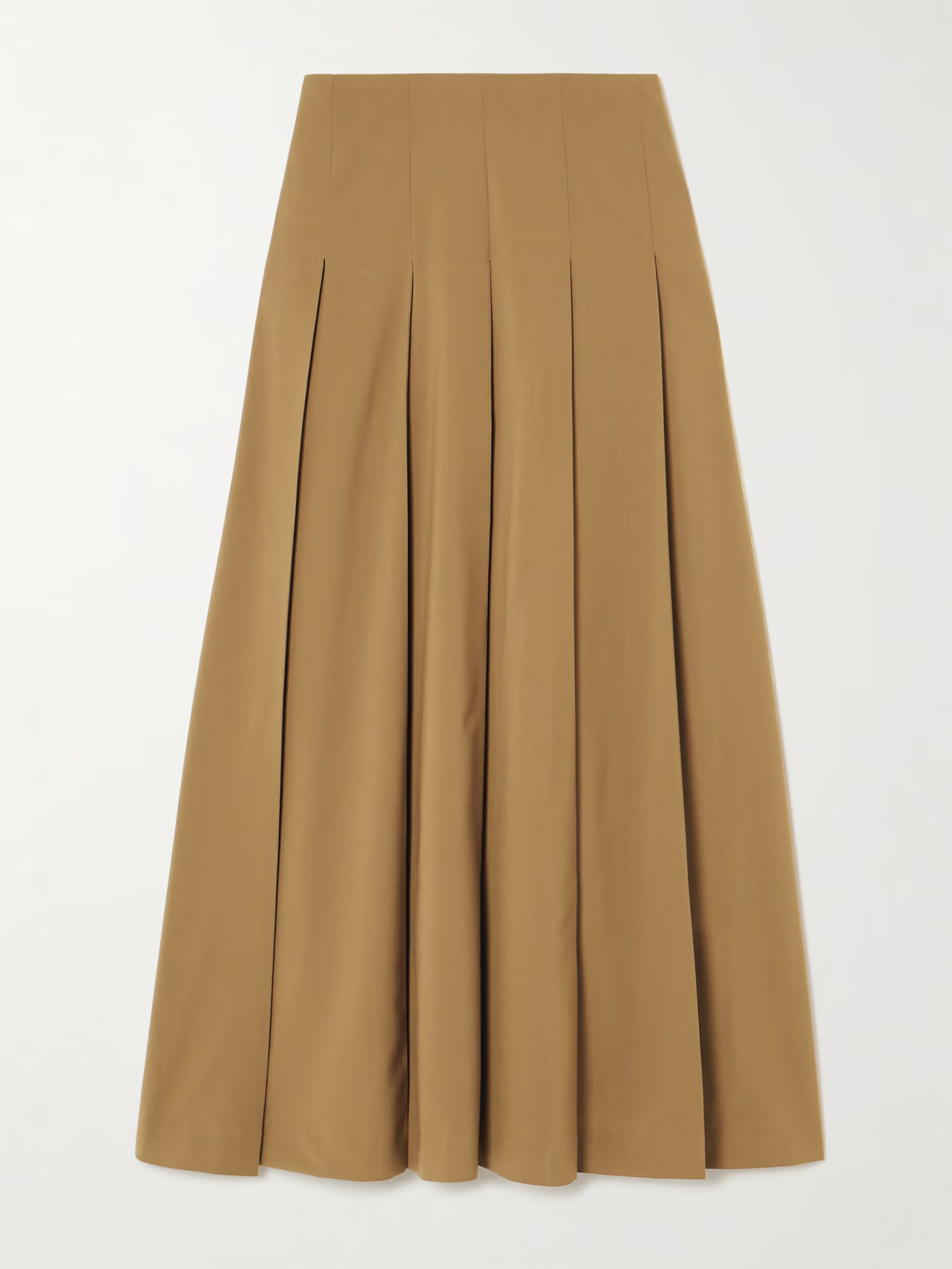 RÓHE - Pleated Wool-blend Twill Midi Skirt - Brown | NET-A-PORTER (US)