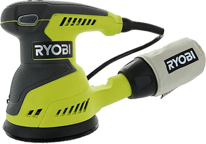 Ryobi RS290G 2.6 Amp 12,500 OPM Single Speed 5 Inch Hook and Loop Corded Random Orbit Sander w/ 3... | Amazon (US)