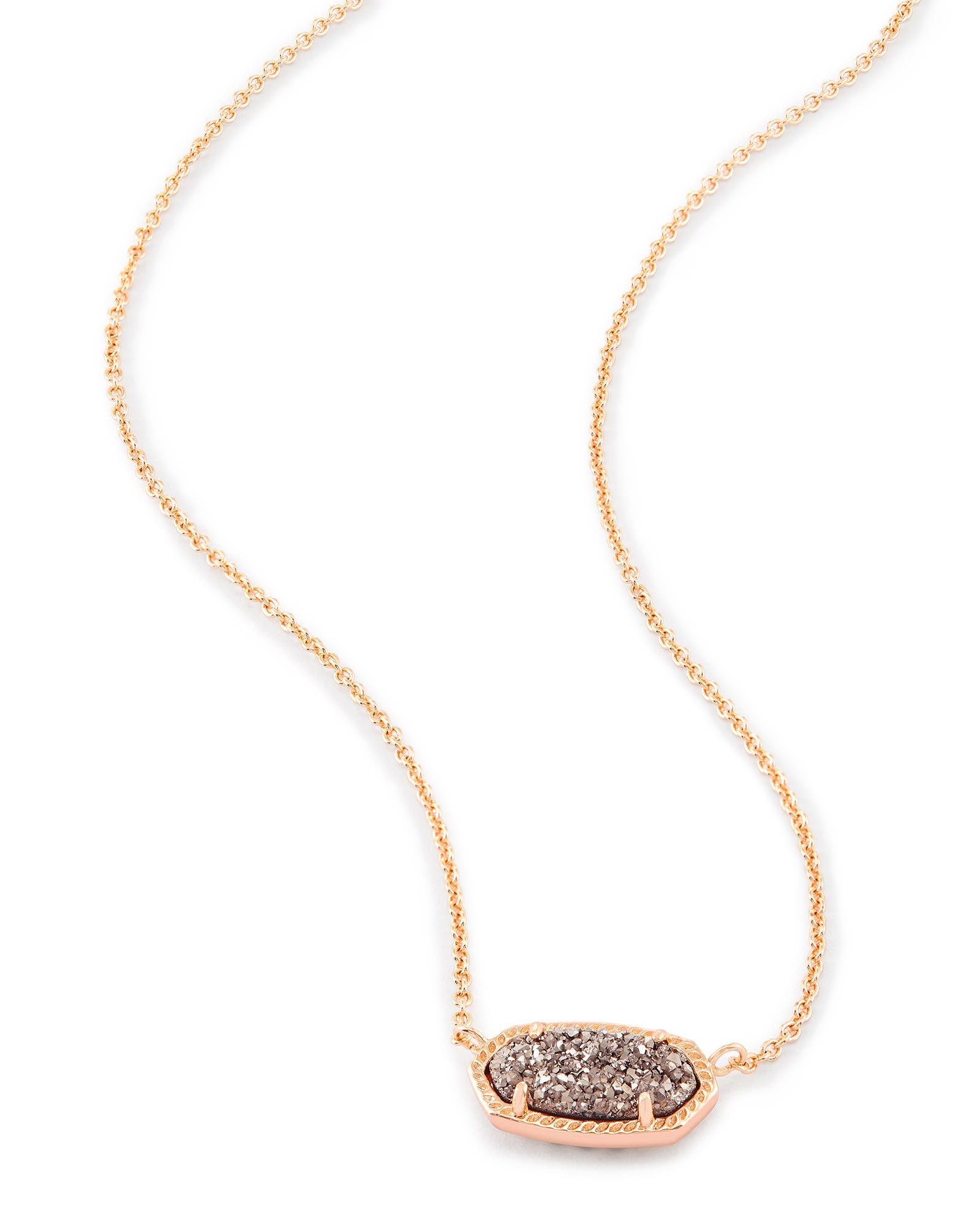 Elisa Rose Gold Pendant Necklace in Platinum Drusy | Kendra Scott