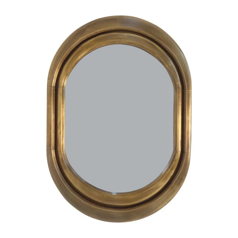 Sabel Oval Bronze Clad Mirror 40"x 28", Metal Frame, Chic Reflective Wall Decor - 28" x 2" x 40" | Wayfair North America