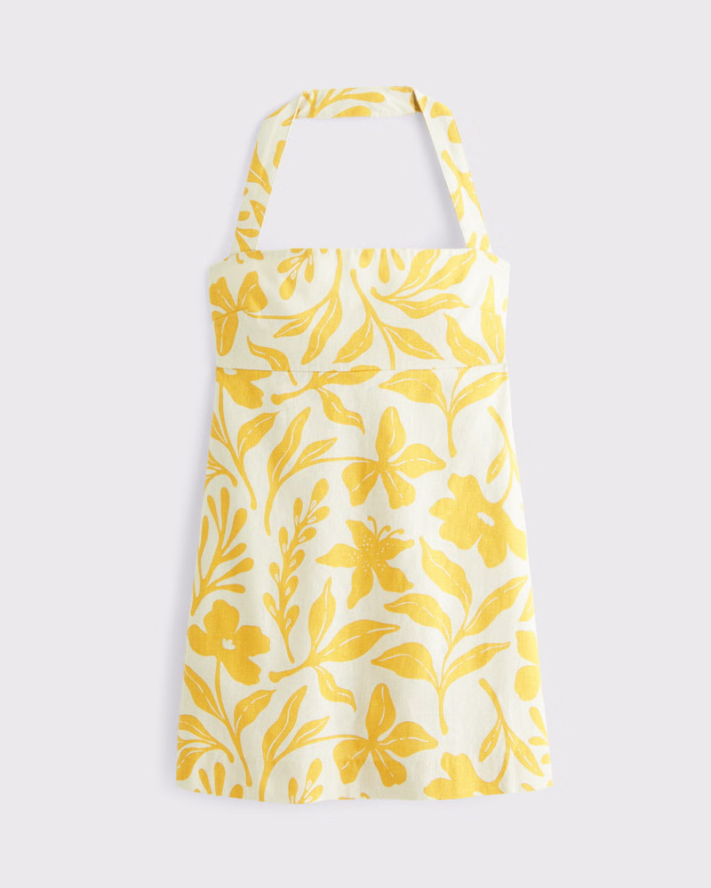 Halter Linen-Blend Mini Dress | Abercrombie & Fitch (US)