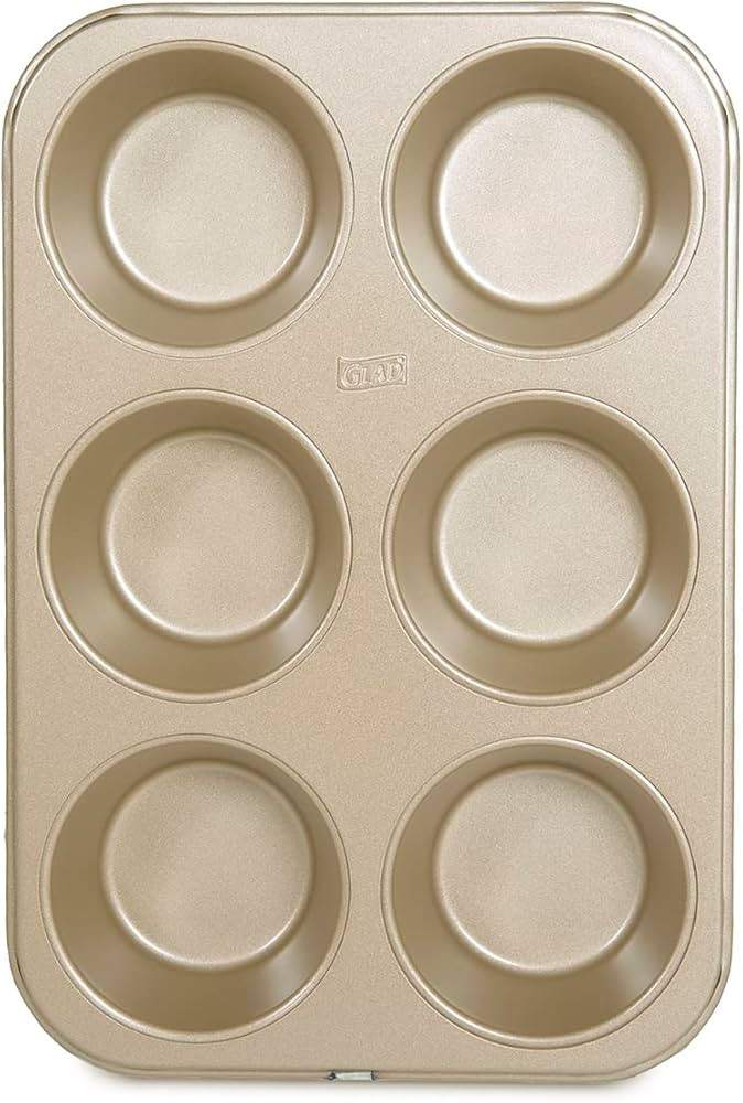 Glad Jumbo Muffin Pan Nonstick - Heavy Duty Metal Cupcake Tin with Large Baking Cups, Jumbo 6-Cup | Amazon (US)