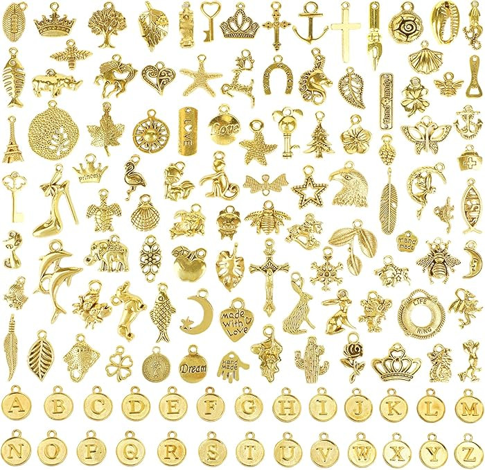 126 PCS Wholesale Bulk Lots Jewelry Making Charms Mixed Antique Gold Charms Letter A-Z Pendants f... | Amazon (US)