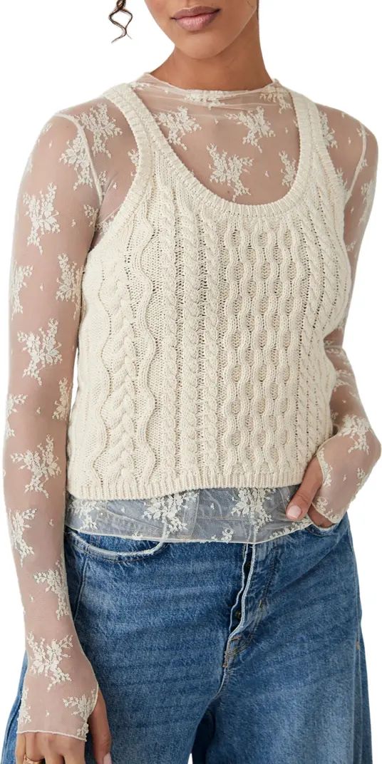 High Tide Cable Stitch Cotton Sweater Tank | Nordstrom